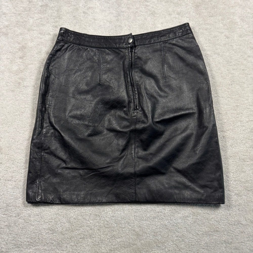 Wilsons Leather Skirt Women 12 Black Mini Pencil High Waisted Vintage 1150 Korea